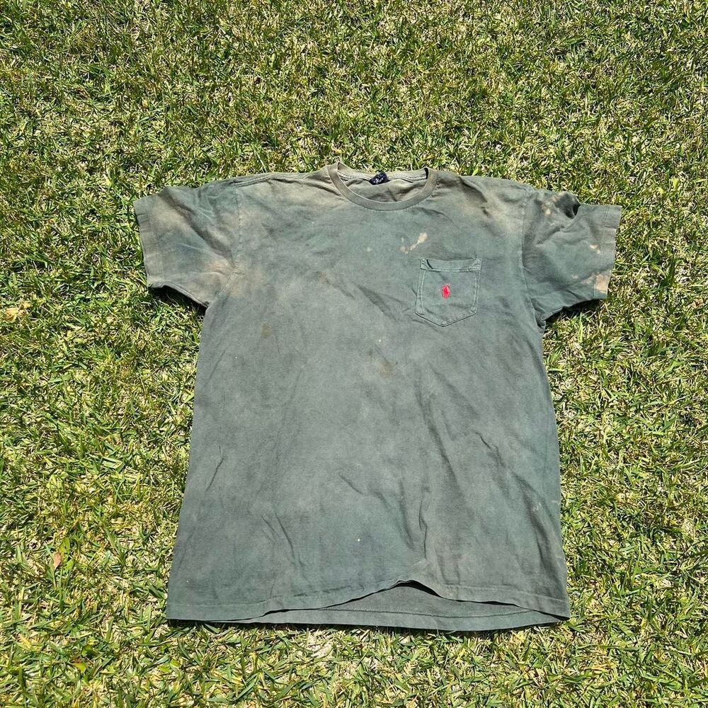 1990s Distressed polo ralph lauren tee red pony Mens size M